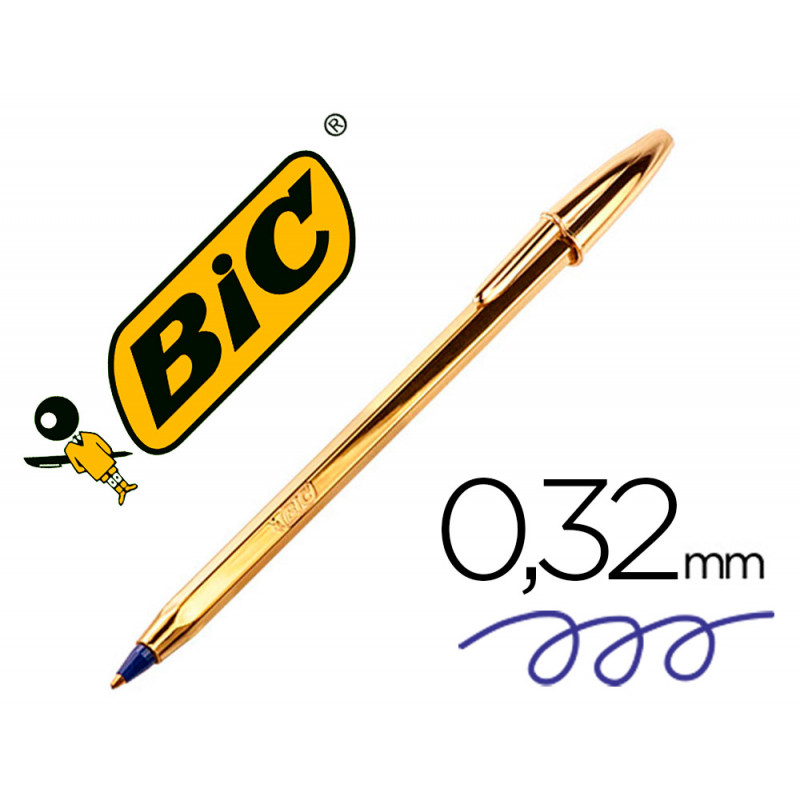 Bolígraf BIC CRISTAL CELEBRATION ORO tinta blava