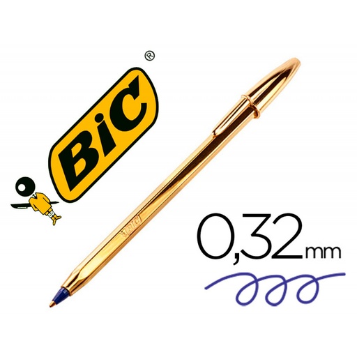 [77722] Bolígraf BIC CRISTAL CELEBRATION ORO tinta blava